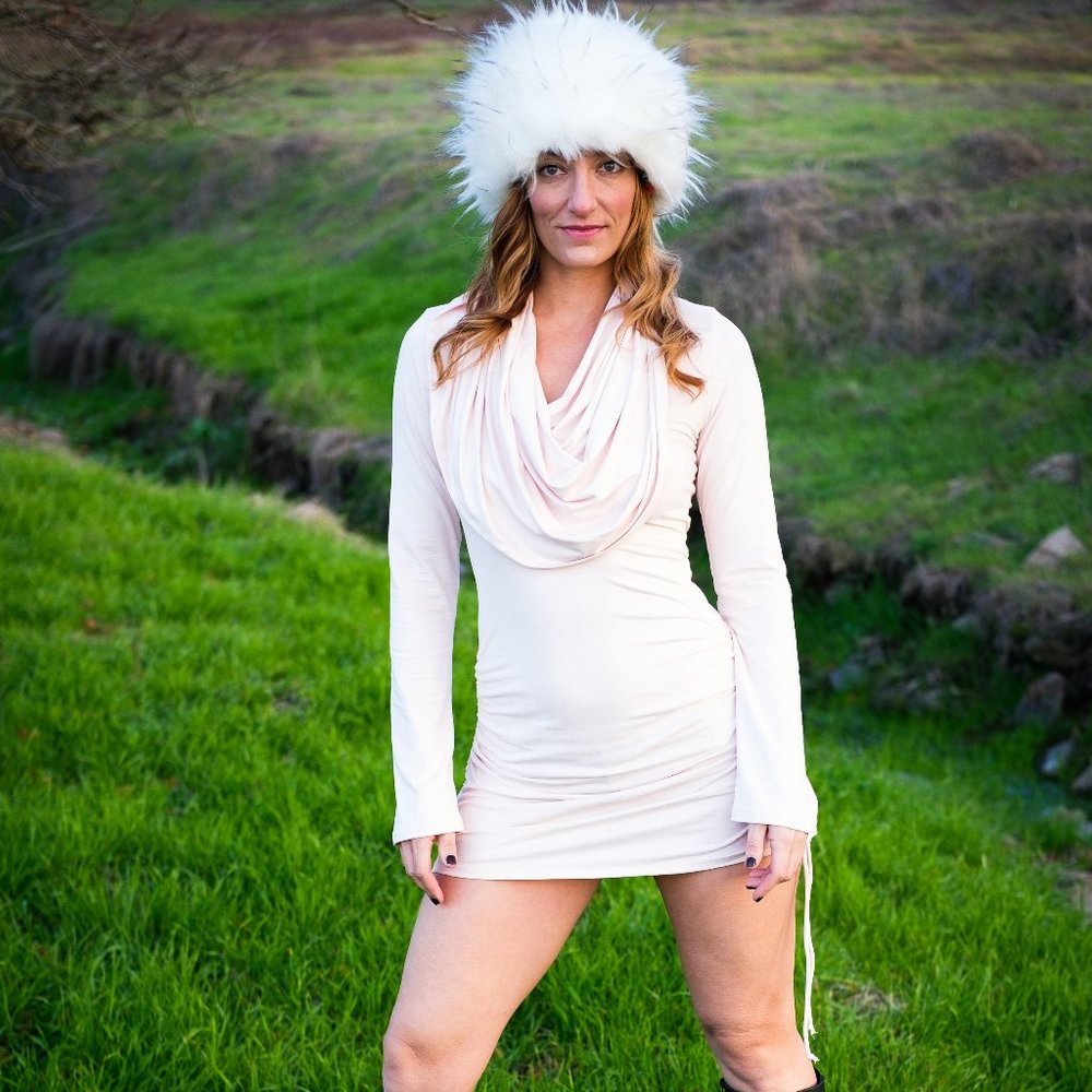 Women’s Cream Cowl Neck Mini Dress